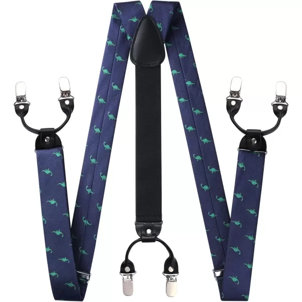 HISDERN Bow tie and Suspenders for Men Plaid Suspender Self Bowtie Pocket Square Adjustable Y Shape Mens Trouser Braces