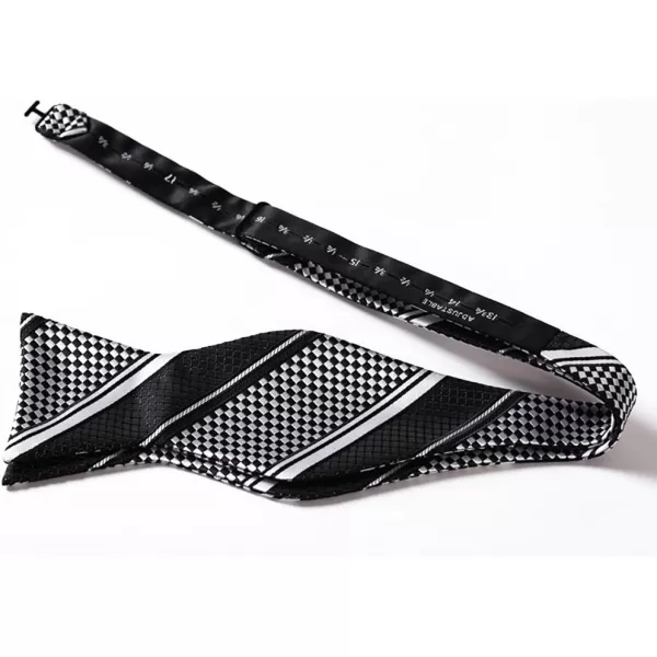 HISDERN Bow tie and Suspenders for Men Plaid Suspender Self Bowtie Pocket Square Adjustable Y Shape Mens Trouser Braces