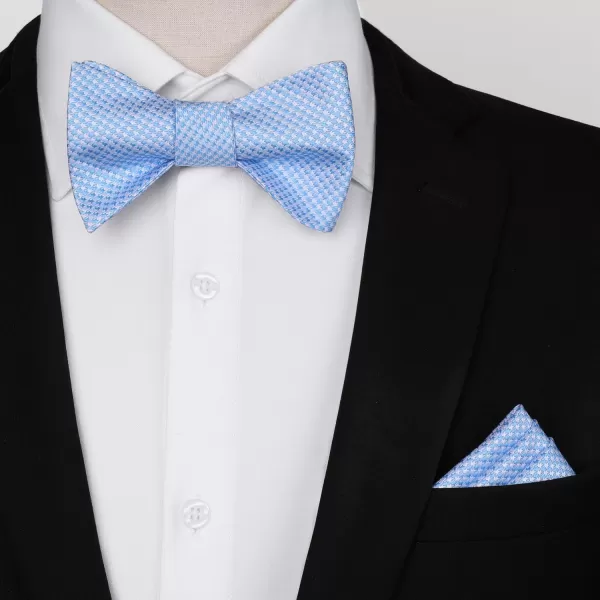 HISDERN Bow tie and Suspenders for Men Plaid Suspender Self Bowtie Pocket Square Adjustable Y Shape Mens Trouser Braces
