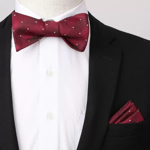 HISDERN Bow tie and Suspenders for Men Plaid Suspender Self Bowtie Pocket Square Adjustable Y Shape Mens Trouser Braces