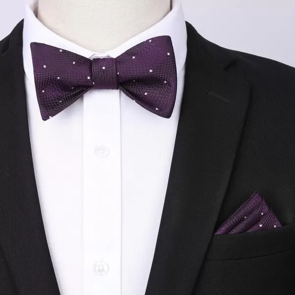 HISDERN Bow tie and Suspenders for Men Plaid Suspender Self Bowtie Pocket Square Adjustable Y Shape Mens Trouser Braces