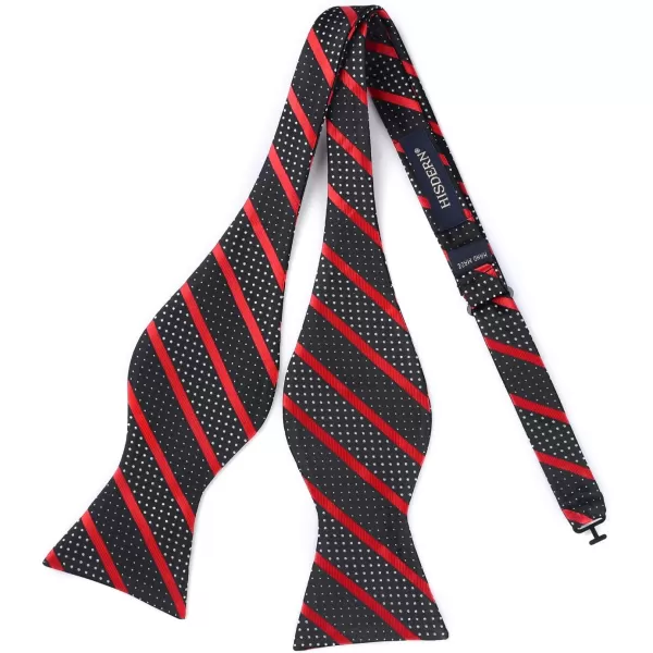 HISDERN Bow tie and Suspenders for Men Plaid Suspender Self Bowtie Pocket Square Adjustable Y Shape Mens Trouser Braces