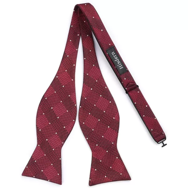 HISDERN Bow tie and Suspenders for Men Plaid Suspender Self Bowtie Pocket Square Adjustable Y Shape Mens Trouser Braces