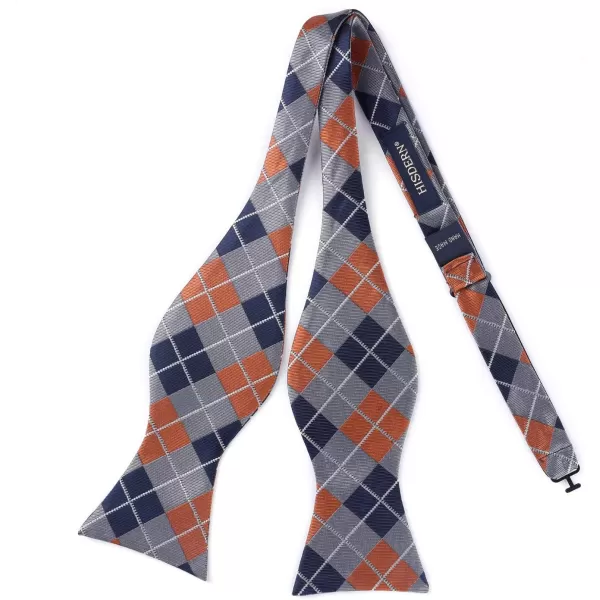 HISDERN Bow tie and Suspenders for Men Plaid Suspender Self Bowtie Pocket Square Adjustable Y Shape Mens Trouser Braces