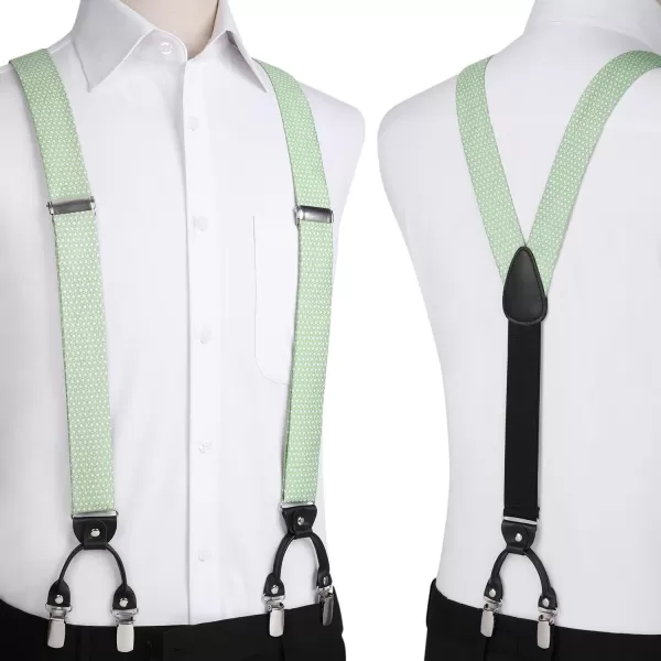HISDERN Bow tie and Suspenders for Men Plaid Suspender Self Bowtie Pocket Square Adjustable Y Shape Mens Trouser Braces