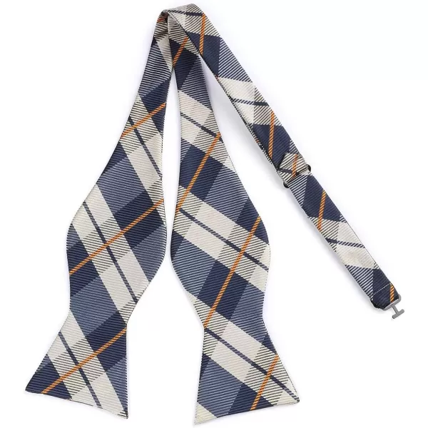 HISDERN Bow tie and Suspenders for Men Plaid Suspender Self Bowtie Pocket Square Adjustable Y Shape Mens Trouser Braces