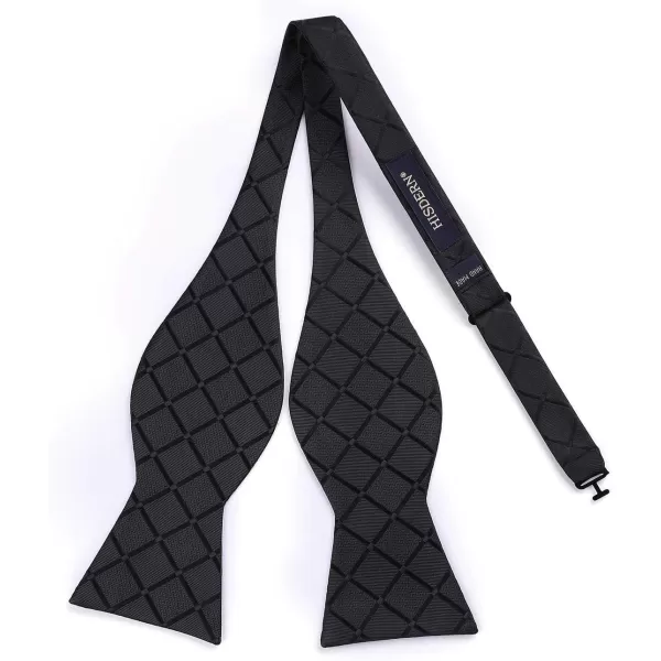 HISDERN Bow tie and Suspenders for Men Plaid Suspender Self Bowtie Pocket Square Adjustable Y Shape Mens Trouser Braces