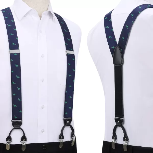 HISDERN Bow tie and Suspenders for Men Plaid Suspender Self Bowtie Pocket Square Adjustable Y Shape Mens Trouser Braces