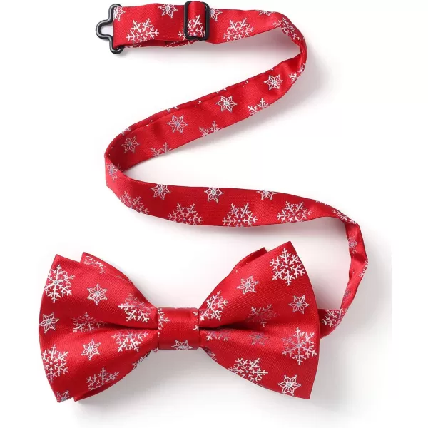 HISDERN Christmas Bow Tie and Pocket Square Set Pre Tied Bowties for Men Xmas Festival Woven Bowtie with Handkerchief