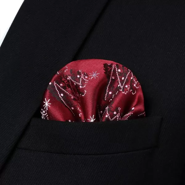 HISDERN Christmas Bow Tie and Pocket Square Set Pre Tied Bowties for Men Xmas Festival Woven Bowtie with Handkerchief