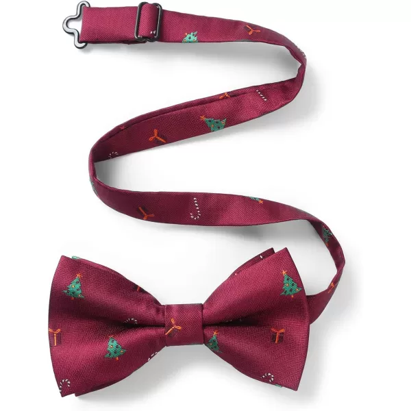 HISDERN Christmas Bow Tie and Pocket Square Set Pre Tied Bowties for Men Xmas Festival Woven Bowtie with Handkerchief