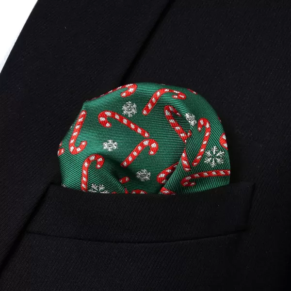 HISDERN Christmas Bow Tie and Pocket Square Set Pre Tied Bowties for Men Xmas Festival Woven Bowtie with Handkerchief