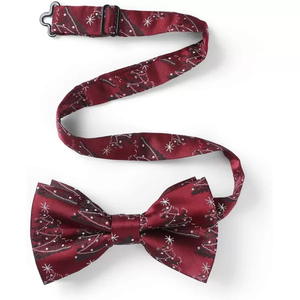 HISDERN Christmas Bow Tie and Pocket Square Set Pre Tied Bowties for Men Xmas Festival Woven Bowtie with Handkerchief