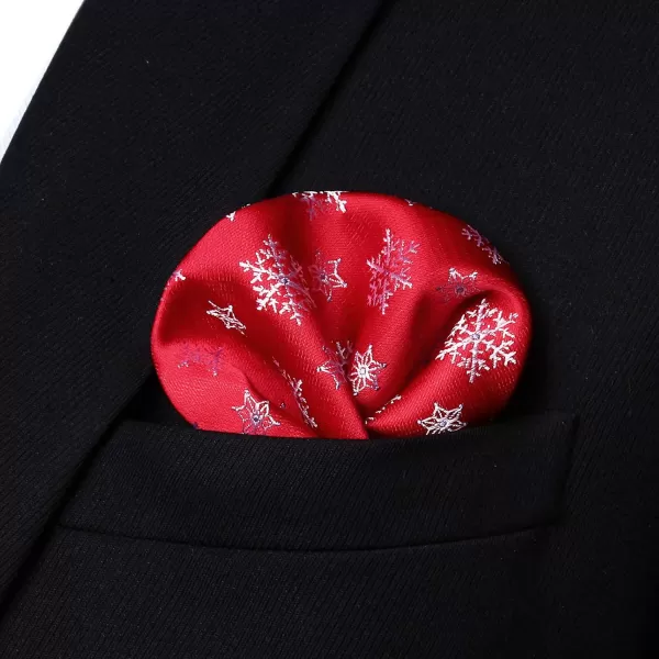 HISDERN Christmas Bow Tie and Pocket Square Set Pre Tied Bowties for Men Xmas Festival Woven Bowtie with Handkerchief