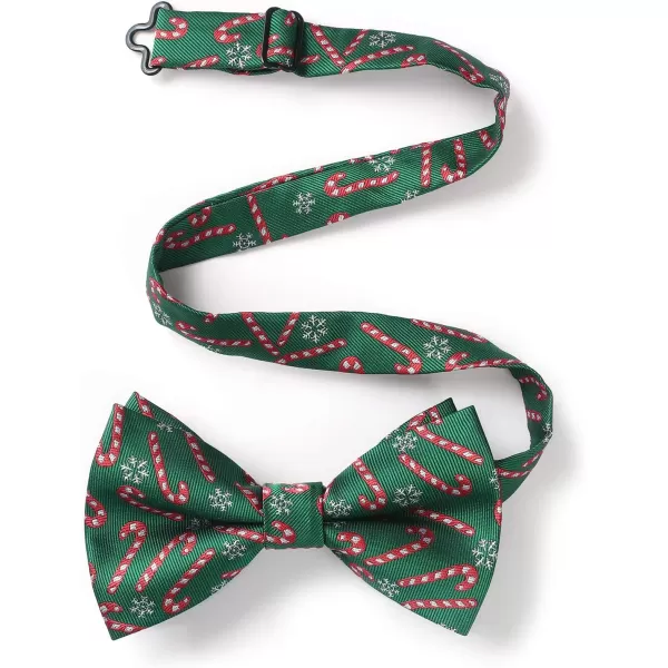 HISDERN Christmas Bow Tie and Pocket Square Set Pre Tied Bowties for Men Xmas Festival Woven Bowtie with Handkerchief