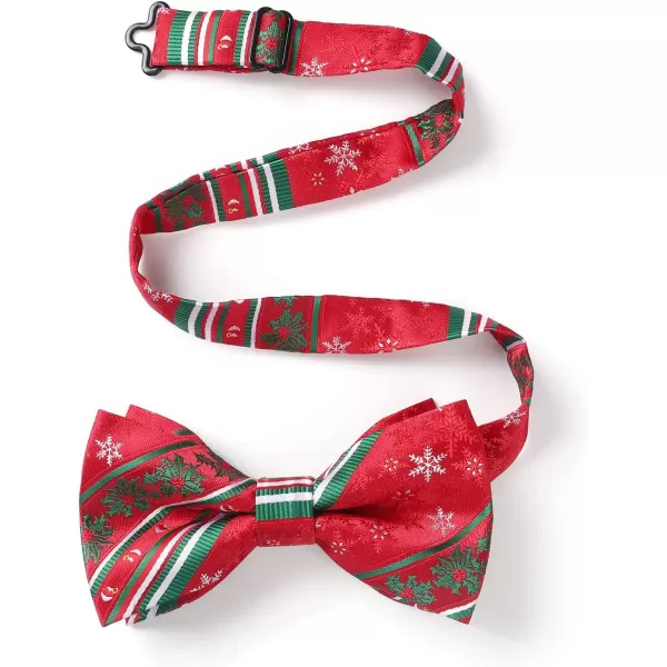 HISDERN Christmas Bow Tie and Pocket Square Set Pre Tied Bowties for Men Xmas Festival Woven Bowtie with Handkerchief