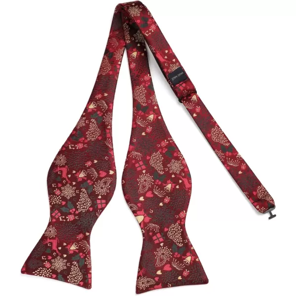 HISDERN Christmas Bow Ties for Men Xmas Self-tied Bowties and Pocket Square Set Festival Woven Bowtie Handkerchief
