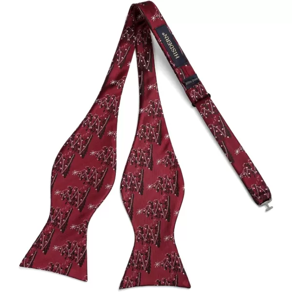 HISDERN Christmas Bow Ties for Men Xmas Self-tied Bowties and Pocket Square Set Festival Woven Bowtie Handkerchief
