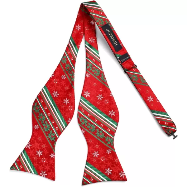 HISDERN Christmas Bow Ties for Men Xmas Self-tied Bowties and Pocket Square Set Festival Woven Bowtie Handkerchief
