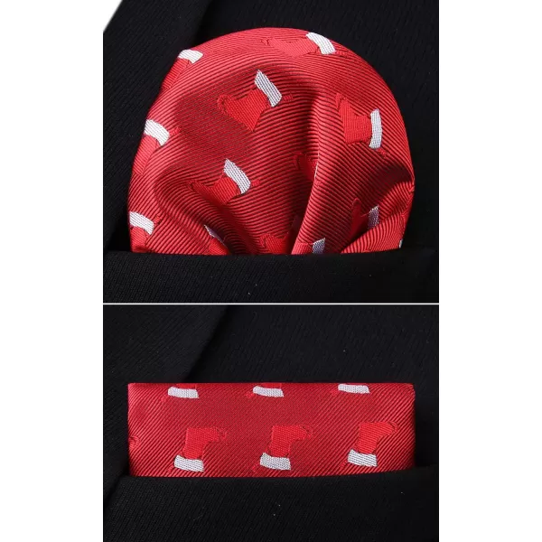 HISDERN Christmas Bow Ties for Men Xmas Self-tied Bowties and Pocket Square Set Festival Woven Bowtie Handkerchief