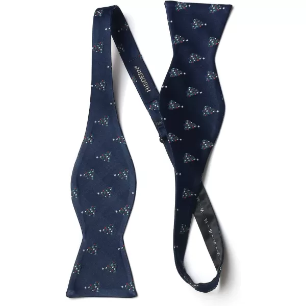 HISDERN Christmas Bow Ties for Men Xmas Self-tied Bowties and Pocket Square Set Festival Woven Bowtie Handkerchief