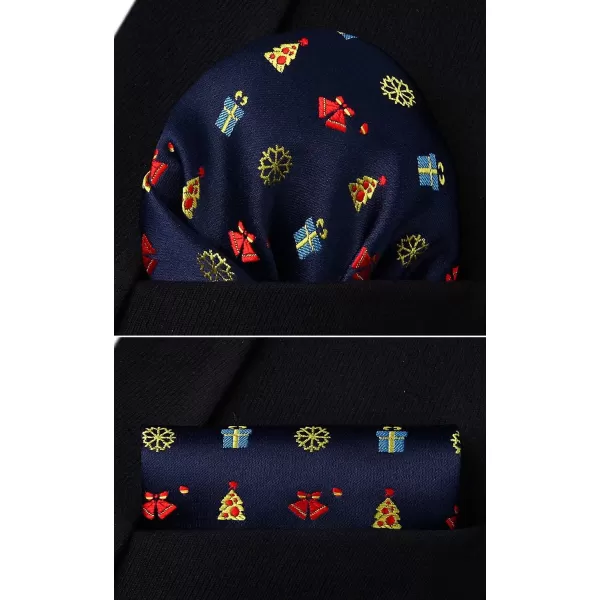 HISDERN Christmas Bow Ties for Men Xmas Self-tied Bowties and Pocket Square Set Festival Woven Bowtie Handkerchief