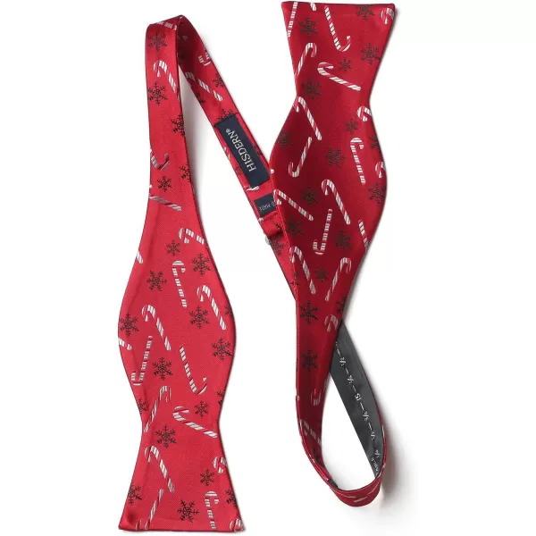 HISDERN Christmas Bow Ties for Men Xmas Self-tied Bowties and Pocket Square Set Festival Woven Bowtie Handkerchief