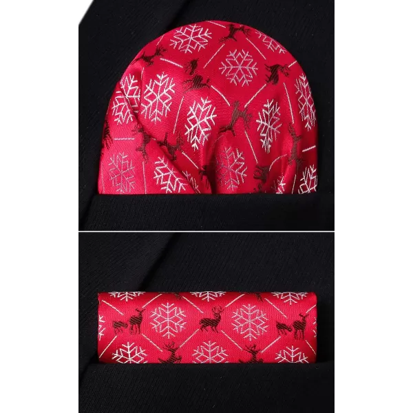 HISDERN Christmas Bow Ties for Men Xmas Self-tied Bowties and Pocket Square Set Festival Woven Bowtie Handkerchief