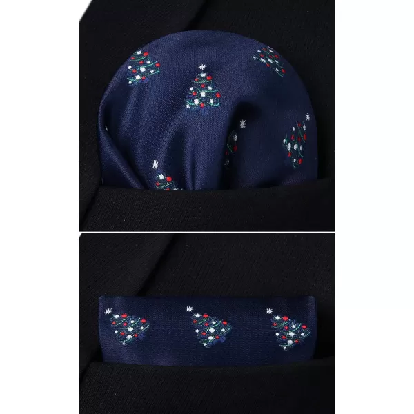 HISDERN Christmas Bow Ties for Men Xmas Self-tied Bowties and Pocket Square Set Festival Woven Bowtie Handkerchief