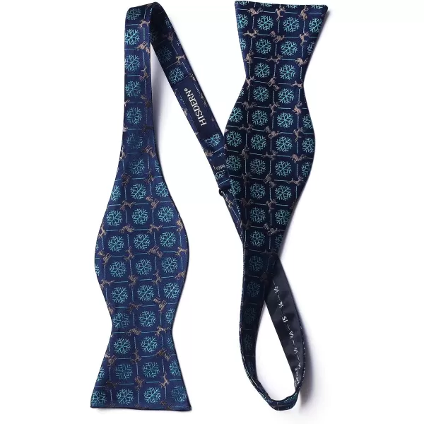 HISDERN Christmas Bow Ties for Men Xmas Self-tied Bowties and Pocket Square Set Festival Woven Bowtie Handkerchief