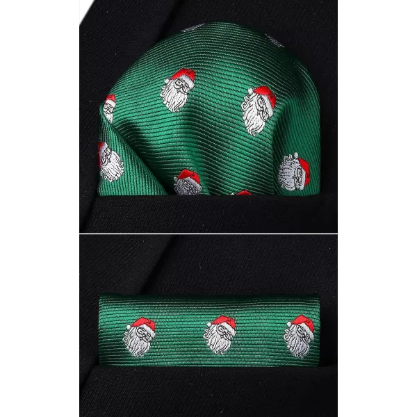 HISDERN Christmas Bow Ties for Men Xmas Self-tied Bowties and Pocket Square Set Festival Woven Bowtie Handkerchief