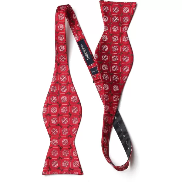 HISDERN Christmas Bow Ties for Men Xmas Self-tied Bowties and Pocket Square Set Festival Woven Bowtie Handkerchief