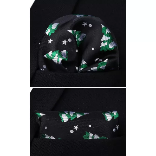 HISDERN Christmas Bow Ties for Men Xmas Self-tied Bowties and Pocket Square Set Festival Woven Bowtie Handkerchief