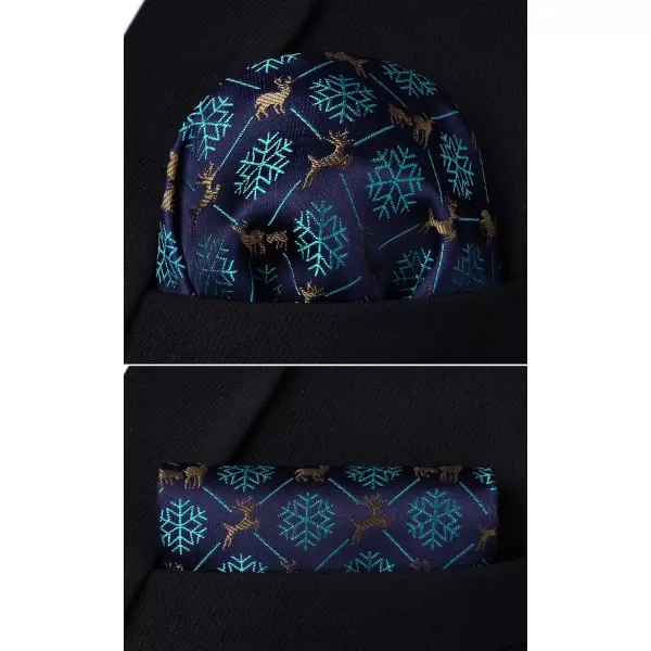 HISDERN Christmas Bow Ties for Men Xmas Self-tied Bowties and Pocket Square Set Festival Woven Bowtie Handkerchief