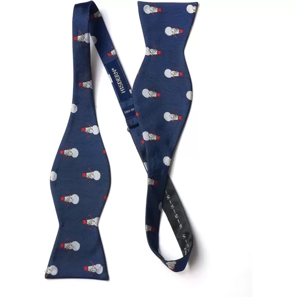 HISDERN Christmas Bow Ties for Men Xmas Self-tied Bowties and Pocket Square Set Festival Woven Bowtie Handkerchief