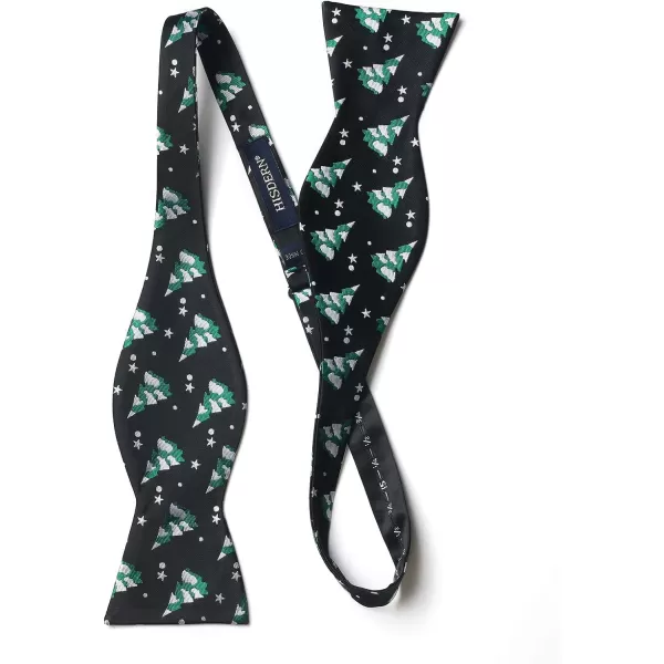 HISDERN Christmas Bow Ties for Men Xmas Self-tied Bowties and Pocket Square Set Festival Woven Bowtie Handkerchief