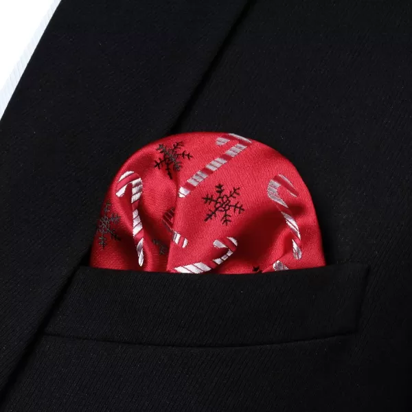 HISDERN Christmas Bow Ties for Men Xmas Self-tied Bowties and Pocket Square Set Festival Woven Bowtie Handkerchief