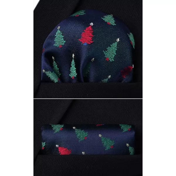 HISDERN Christmas Bow Ties for Men Xmas Self-tied Bowties and Pocket Square Set Festival Woven Bowtie Handkerchief