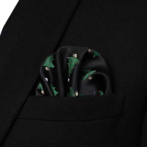 HISDERN Christmas Bow Ties for Men Xmas Self-tied Bowties and Pocket Square Set Festival Woven Bowtie Handkerchief