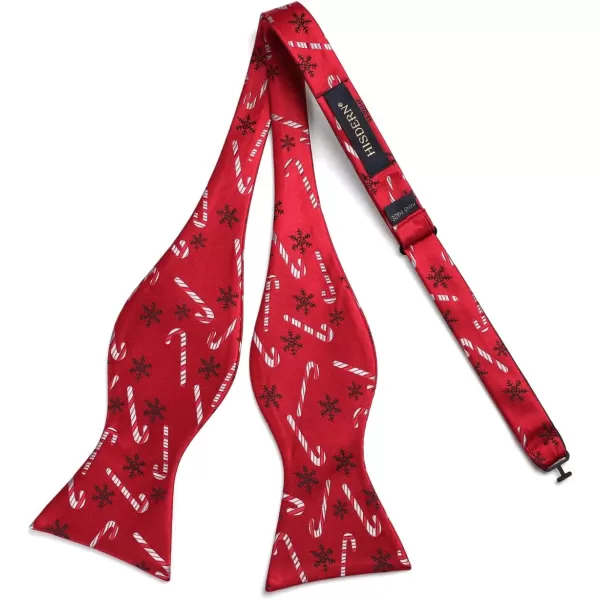 HISDERN Christmas Bow Ties for Men Xmas Self-tied Bowties and Pocket Square Set Festival Woven Bowtie Handkerchief
