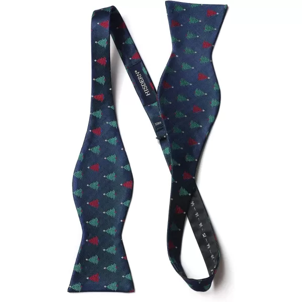 HISDERN Christmas Bow Ties for Men Xmas Self-tied Bowties and Pocket Square Set Festival Woven Bowtie Handkerchief