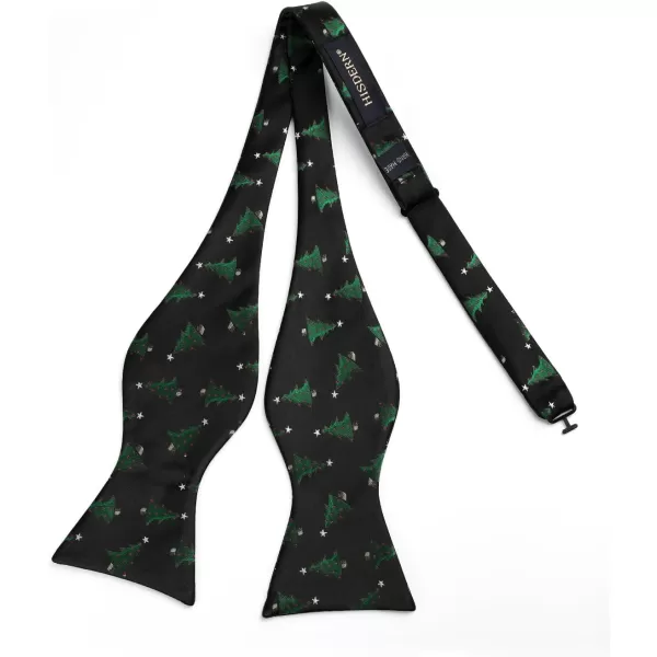HISDERN Christmas Bow Ties for Men Xmas Self-tied Bowties and Pocket Square Set Festival Woven Bowtie Handkerchief