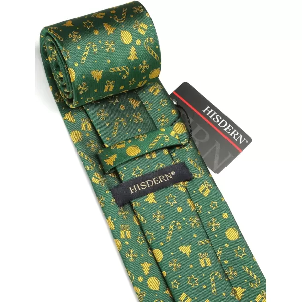HISDERN Christmas Ties for Men Festival Necktie Boys Funny Vacation Xmas Tie Handkerchief &amp; Pocket Square Set for Party