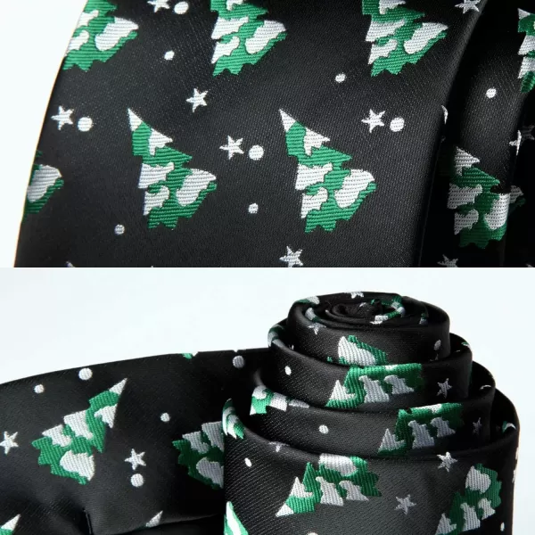 HISDERN Christmas Ties for Men Festival Necktie Boys Funny Vacation Xmas Tie Handkerchief &amp; Pocket Square Set for Party