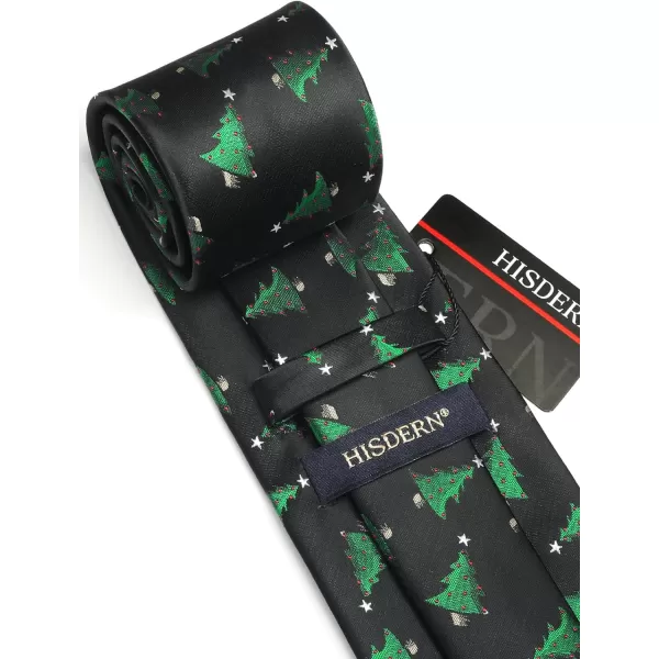 HISDERN Christmas Ties for Men Festival Necktie Boys Funny Vacation Xmas Tie Handkerchief &amp; Pocket Square Set for Party