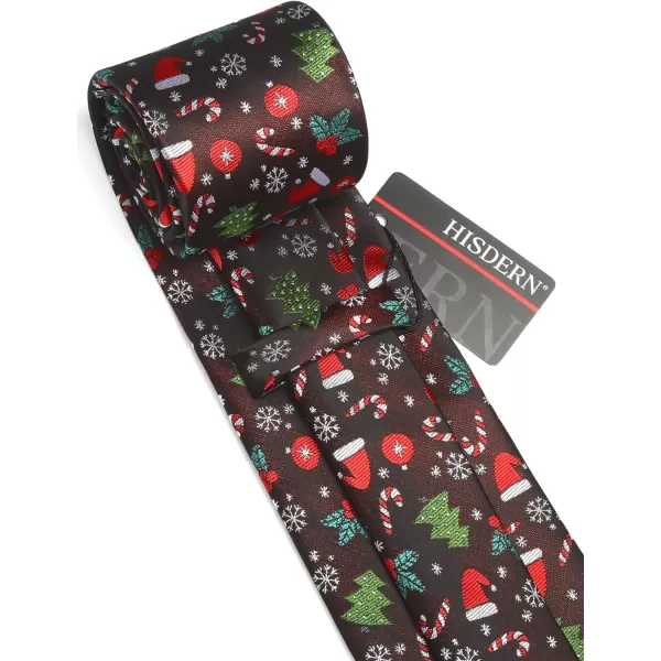 HISDERN Christmas Ties for Men Festival Necktie Boys Funny Vacation Xmas Tie Handkerchief &amp; Pocket Square Set for Party