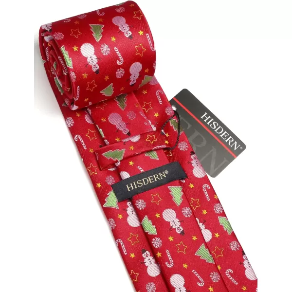 HISDERN Christmas Ties for Men Festival Necktie Boys Funny Vacation Xmas Tie Handkerchief &amp; Pocket Square Set for Party