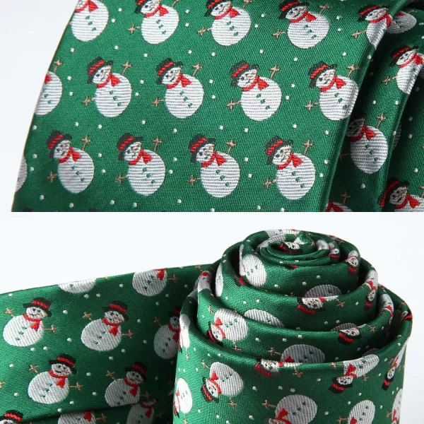 HISDERN Christmas Ties for Men Festival Necktie Boys Funny Vacation Xmas Tie Handkerchief &amp; Pocket Square Set for Party