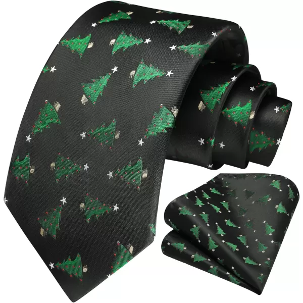 HISDERN Christmas Ties for Men Festival Necktie Boys Funny Vacation Xmas Tie Handkerchief &amp; Pocket Square Set for Party