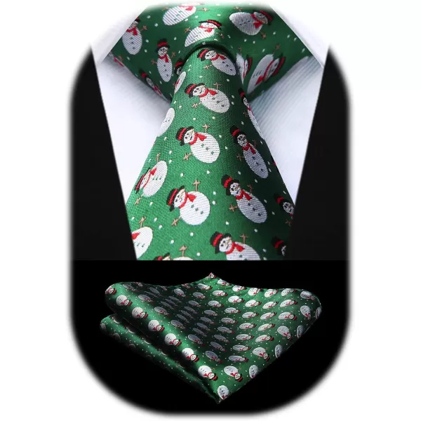 HISDERN Christmas Ties for Men Festival Necktie Boys Funny Vacation Xmas Tie Handkerchief &amp; Pocket Square Set for Party